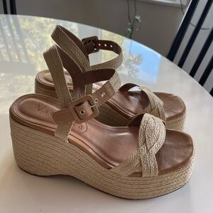 Anthropologie Vicenza Raffia Platform Wedge Sandal - 8